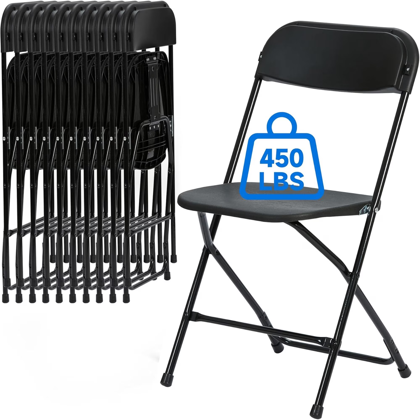 JINSEED 10 Pack Plastic Folding Chair, Portable Party Adult Banquet Event Chairs for Outdoors