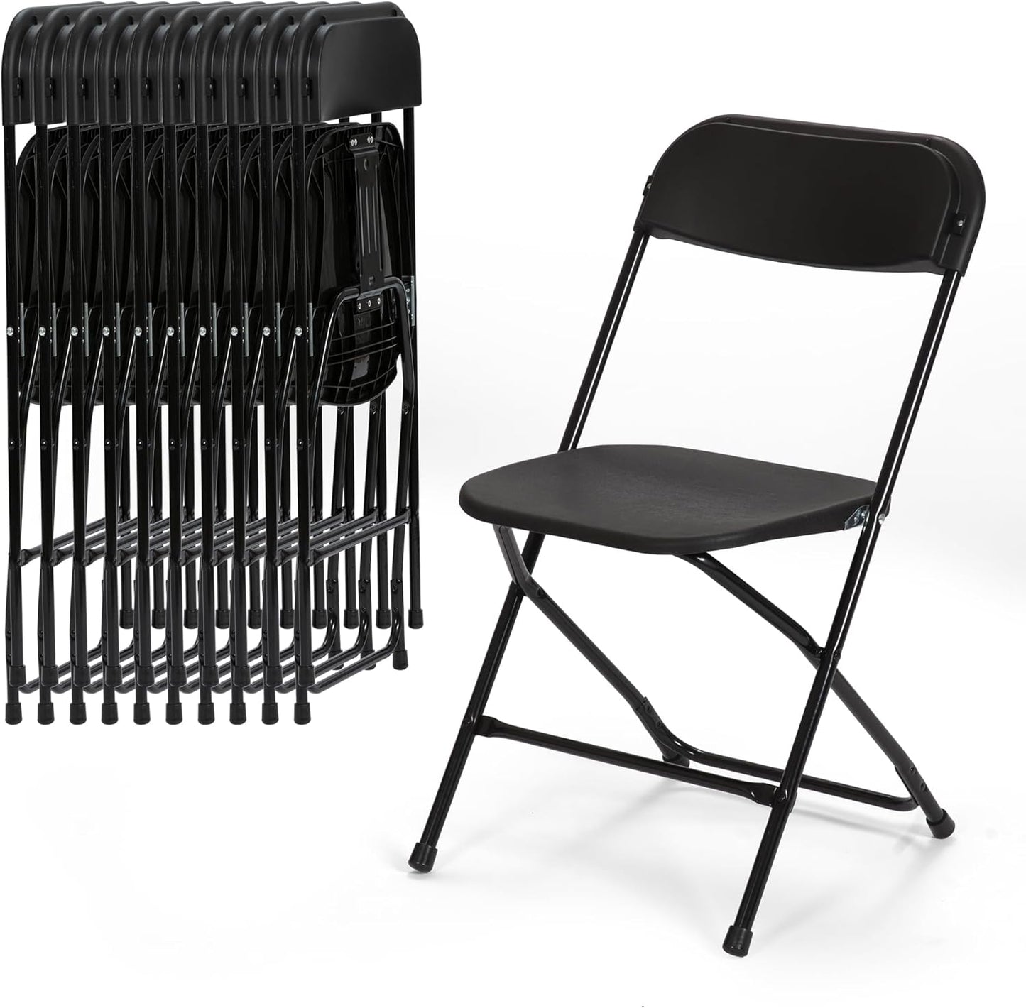 JINSEED 10 Pack Plastic Folding Chair, Portable Party Adult Banquet Event Chairs for Outdoors