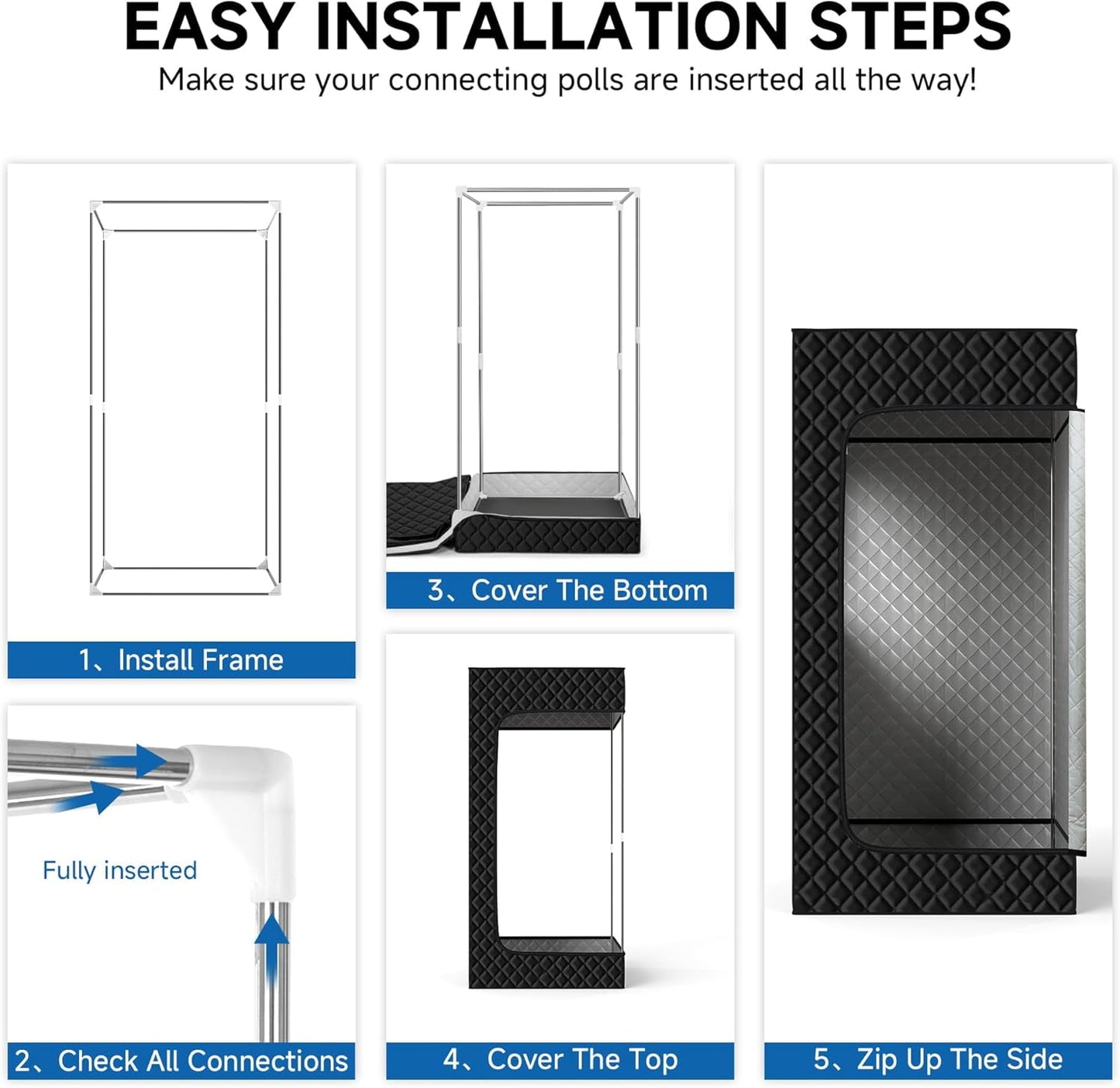 JINSEED Portable Steam Sauna Box with 3L 1500W Steamer, Personal Sauna Tent with 9 Adjustable Heat Levels, Steam Sauna Full Body for Home with Foldable Chair & Remote Control